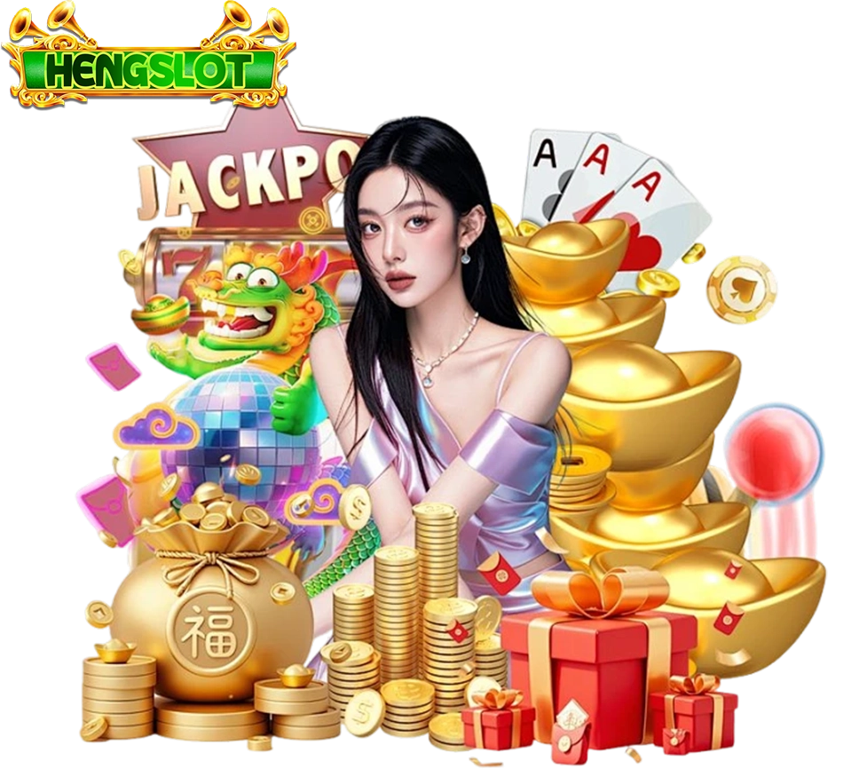 ภาพโปรโมต HENGSLOT รวมสล็อตแจ็กพอต ทองคำ ของรางวัล และตัวละครสาวสุดหรูในธีมความมั่งคั่ง